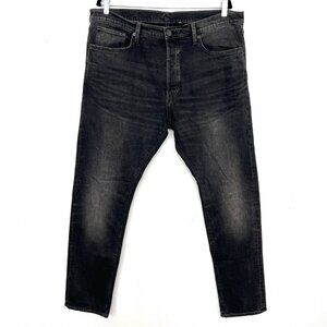 H&M &Denim Slim Straight Jeans Men's Size 38x34 Grey Hidden Button Fly